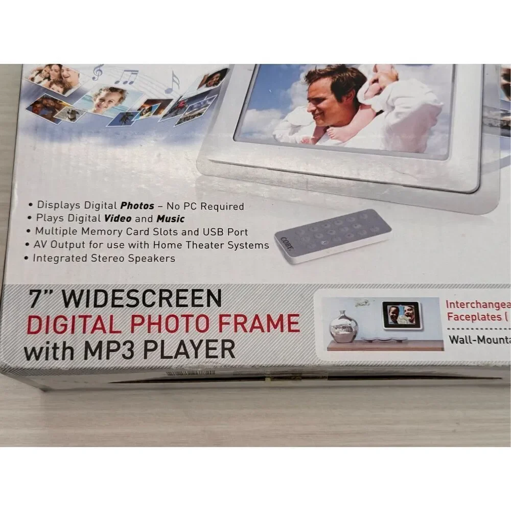 COBY 7 WIDESCREEN DIGITAL PHOTO FRAME with MP3 PLAYER